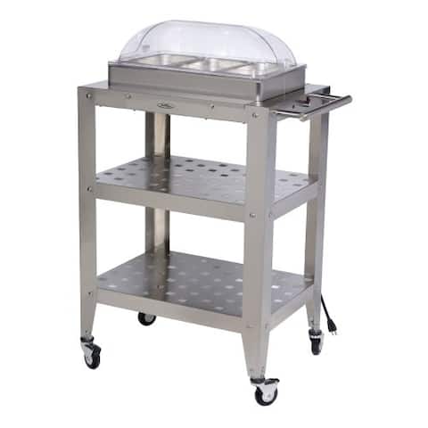 BroilKing Professional Standard Size Warming Cart w/ 3 1/3 size pans & roll top lid