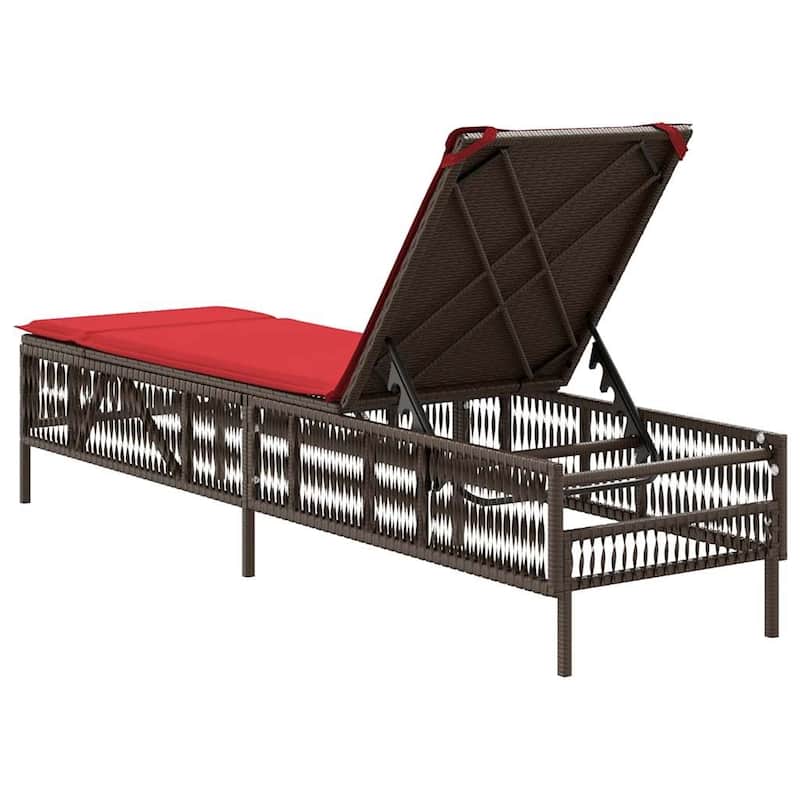 vidaXL Sun Lounger with Cushion Chaise Lounge Poly Rattan Brown/Gray/Black