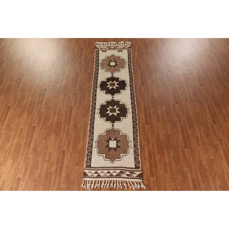 Beige Anatolian Runner Rug Hand-knotted Wool Carpet - 3'2"x 11'10"
