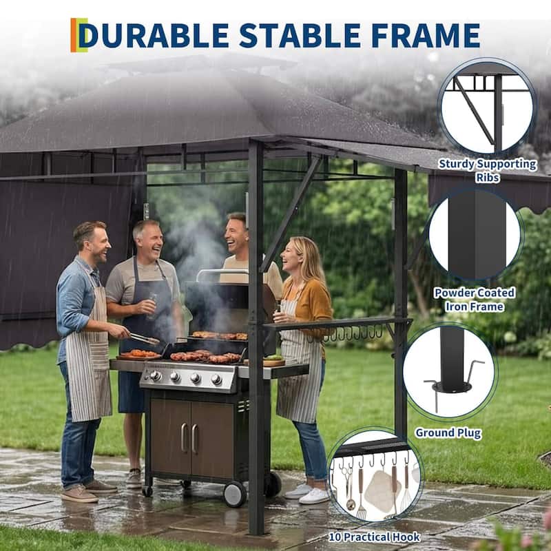 Durable BBQ Grill Gazebo, Weather-Resistant Canopy Shelter for Patio & Backyard - N/A