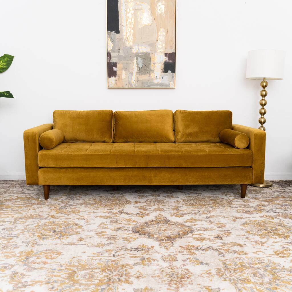 Monte Carlo Mid Century Modern Furniture Style Pet Friendly Velvet Living Room Sofa