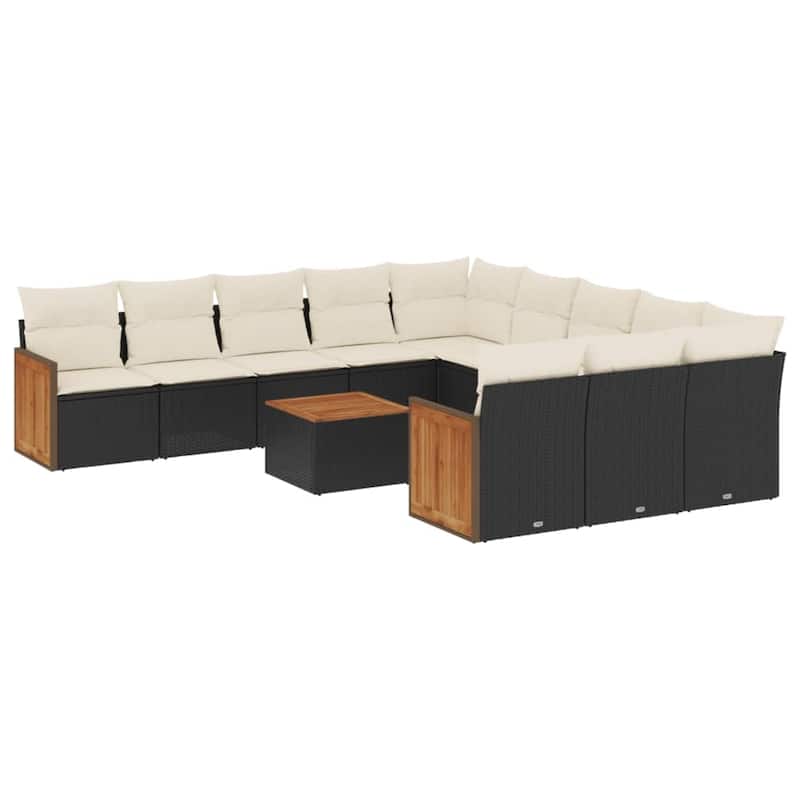 vidaXL Patio Sofa Set with Cushions Outdoor Conversation Furniture Poly Rattan