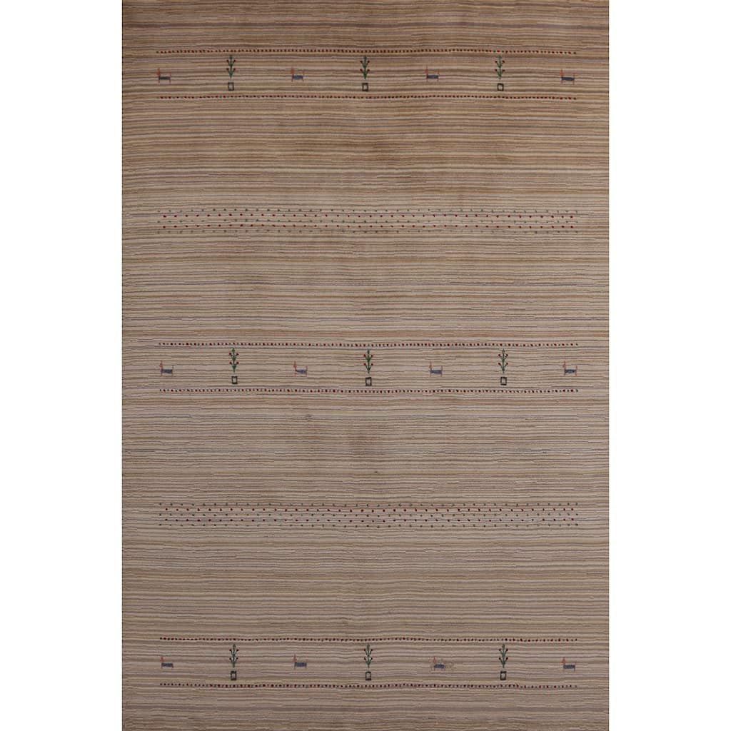 Tribal Gabbeh Indian Area Rug Handmade Multi-Color Wool Carpet - 5'4" x 7'9"