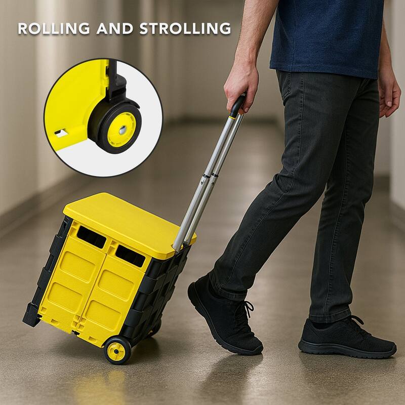 Mount-It! Rolling Utility Cart with Lid and Wheels, 55 Lbs Capacity