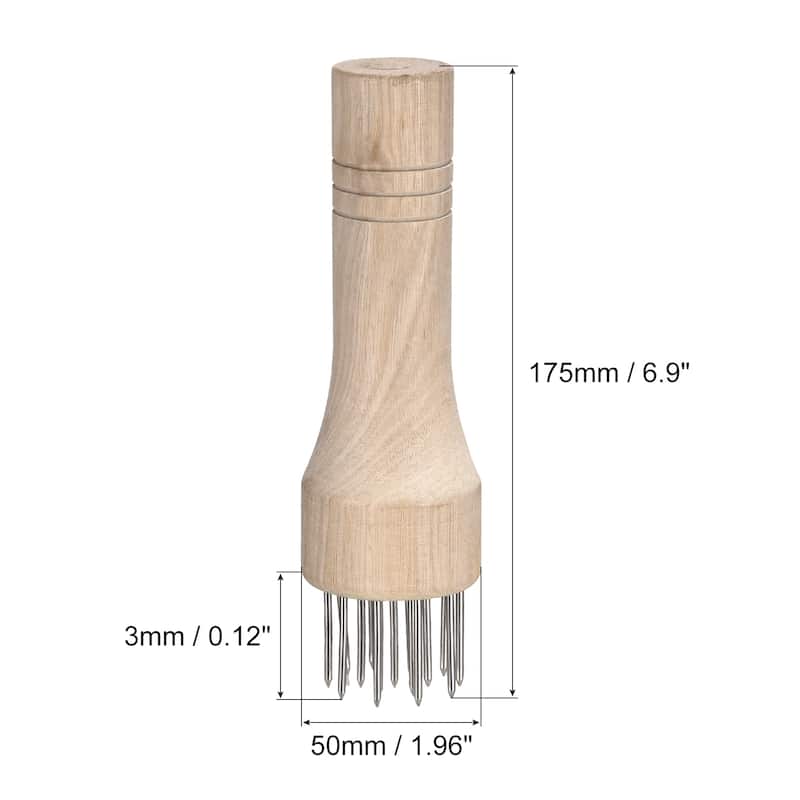 Stainless Steel Meat Tenderizer, Meat Mallet Needle with Wooden Handle - White