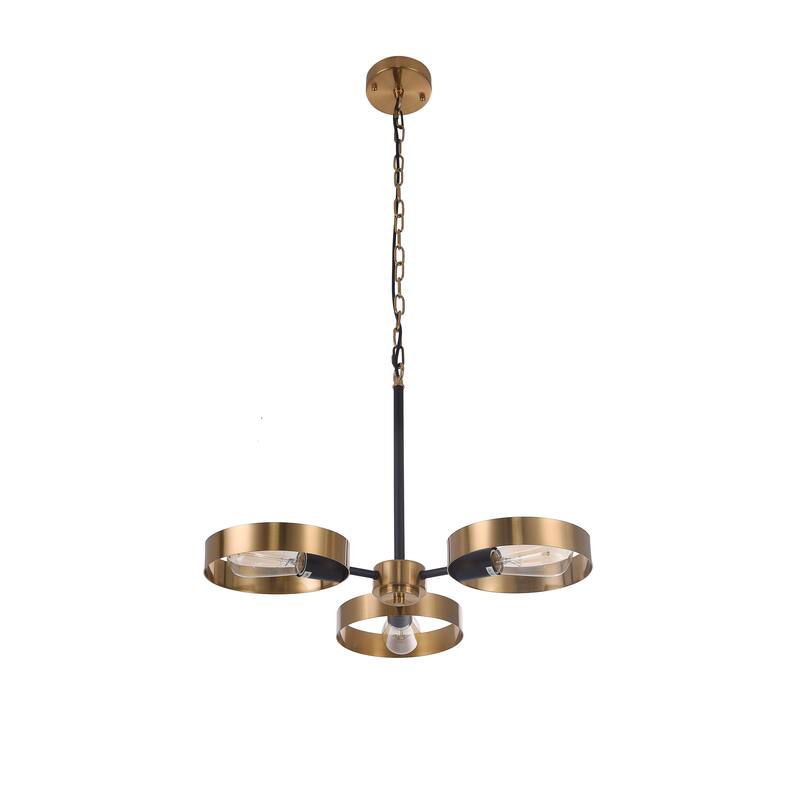 3-Light Black And Golden Bornze Chandelier