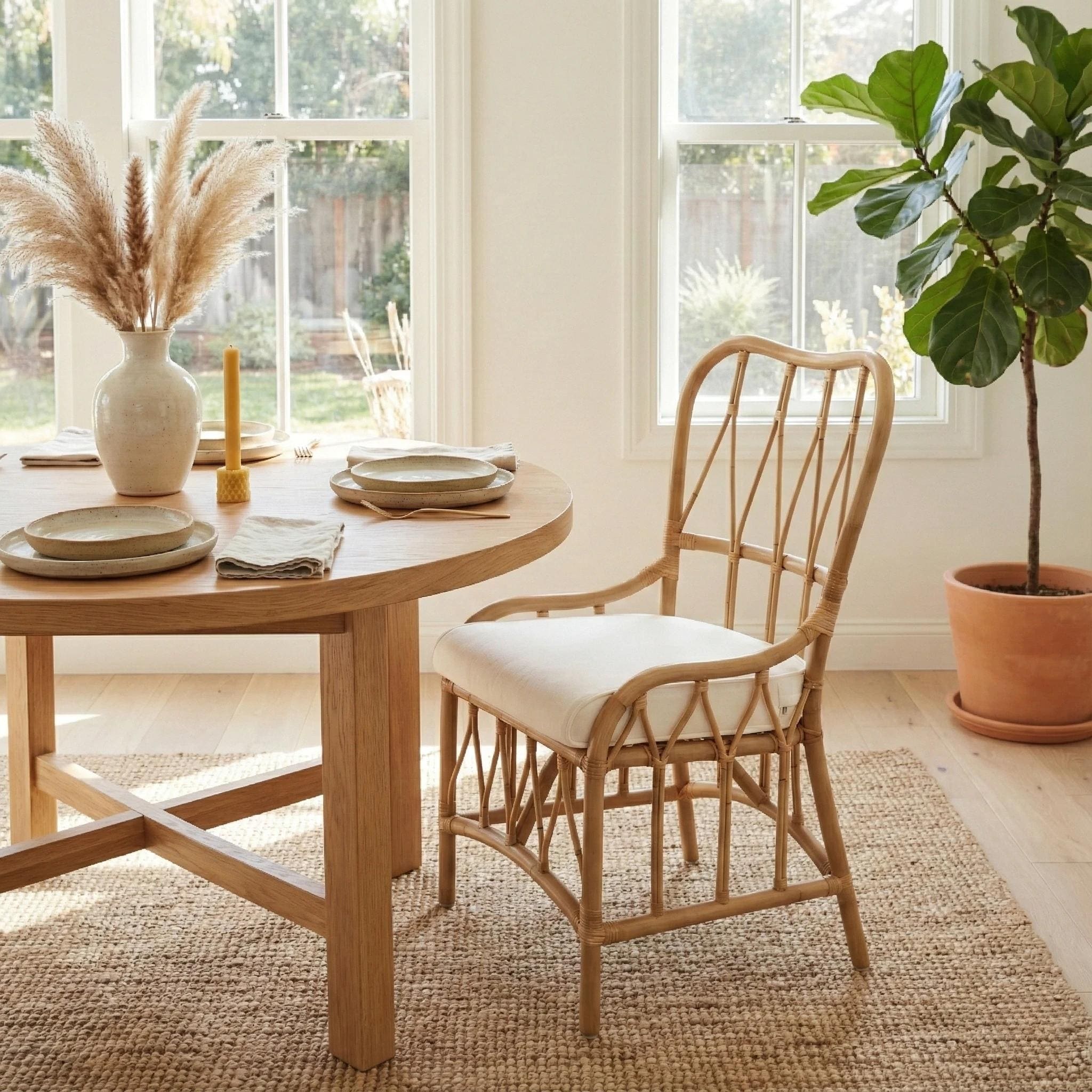 NPD Furniture Ayanna Modern Bohemian Rattan Dining Chair