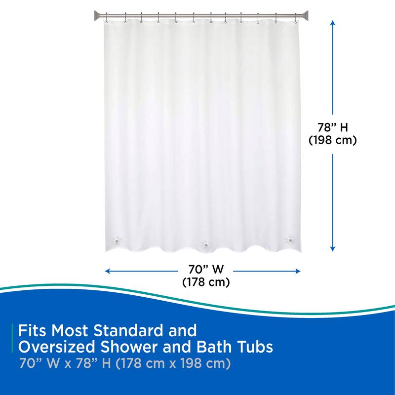 Kenney Heavyweight Extra Long PEVA Shower Curtain Liner, 70" W x 78" H, Clear