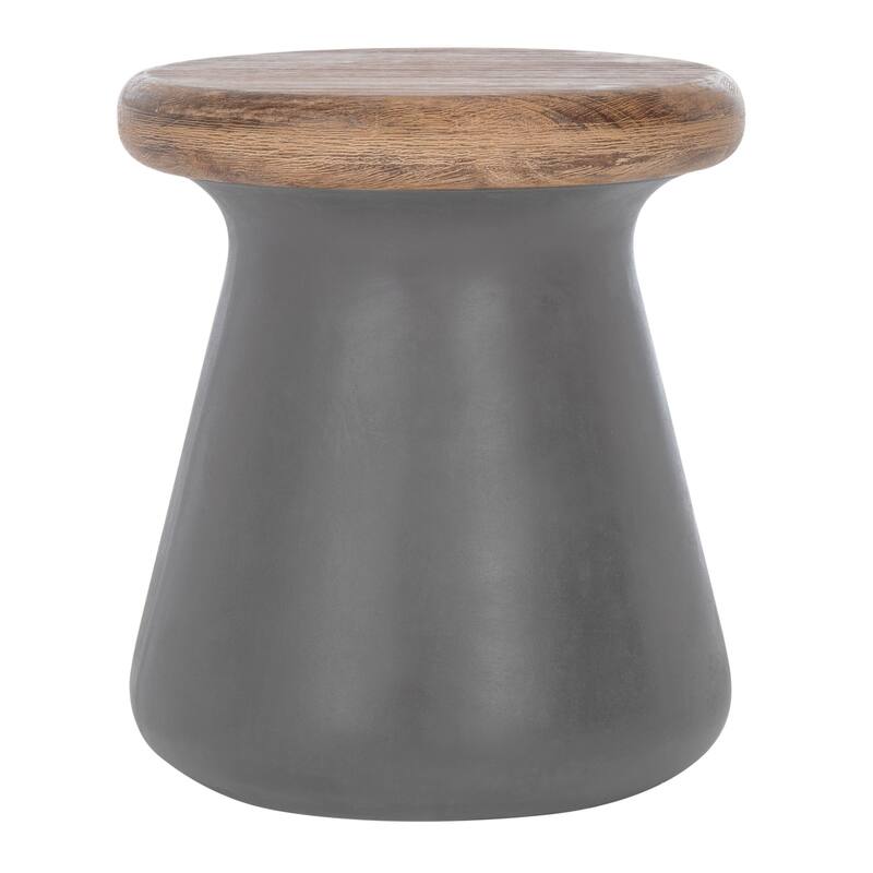 SAFAVIEH Button Concrete Indoor/ Outdoor Accent Table (Dark Grey) - 16.5" x 16.5" x 18.1"