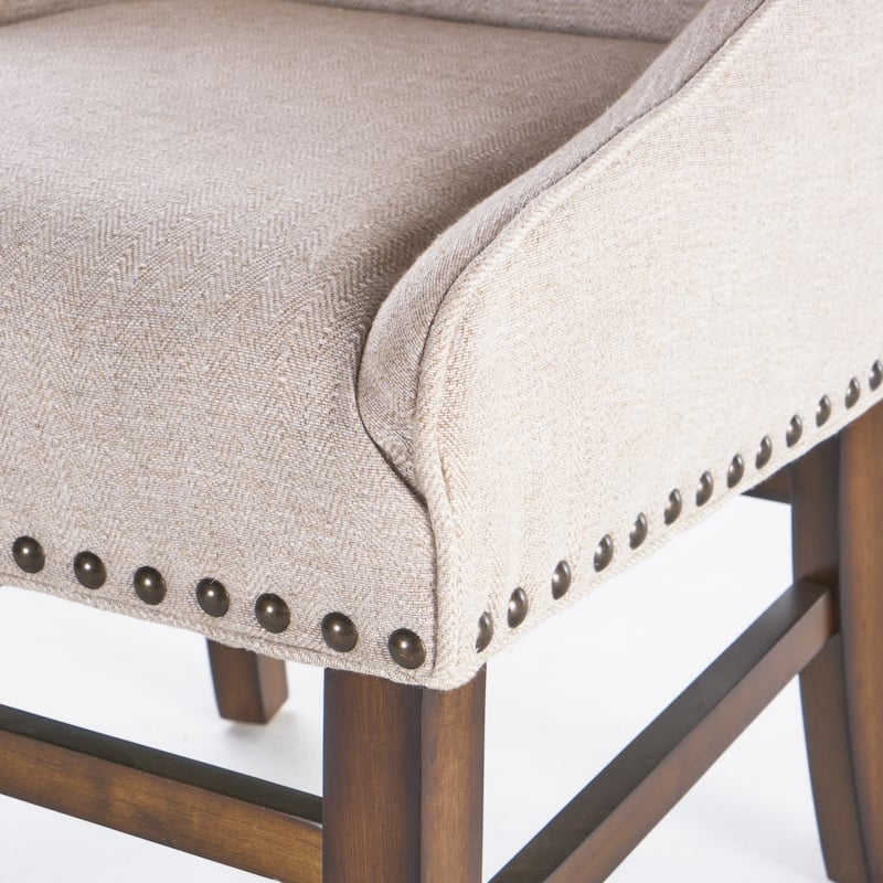 Roomfitters Upholstered Dining Armchair with Nailhead Trim and Curved Backrest, Elegant Accent Chair