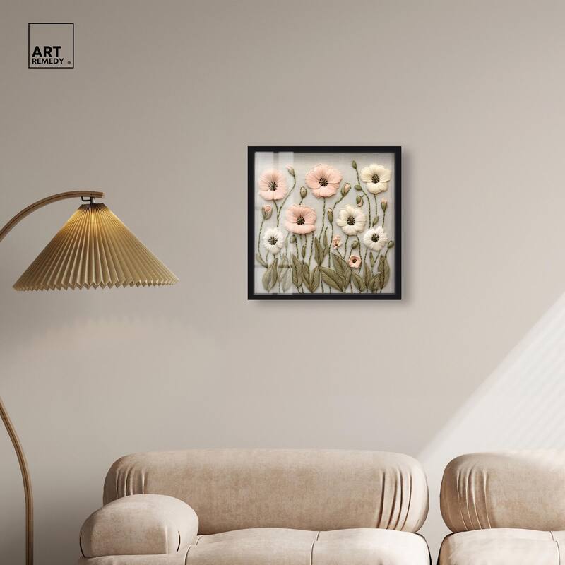Stitched Serenity I Shadowbox by Art Remedy
