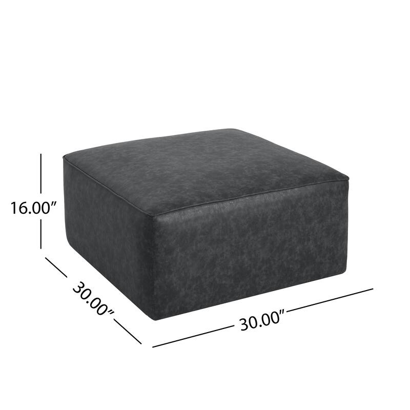 Square PU Leather Ottoman - Upholstered Footrest for Living Room