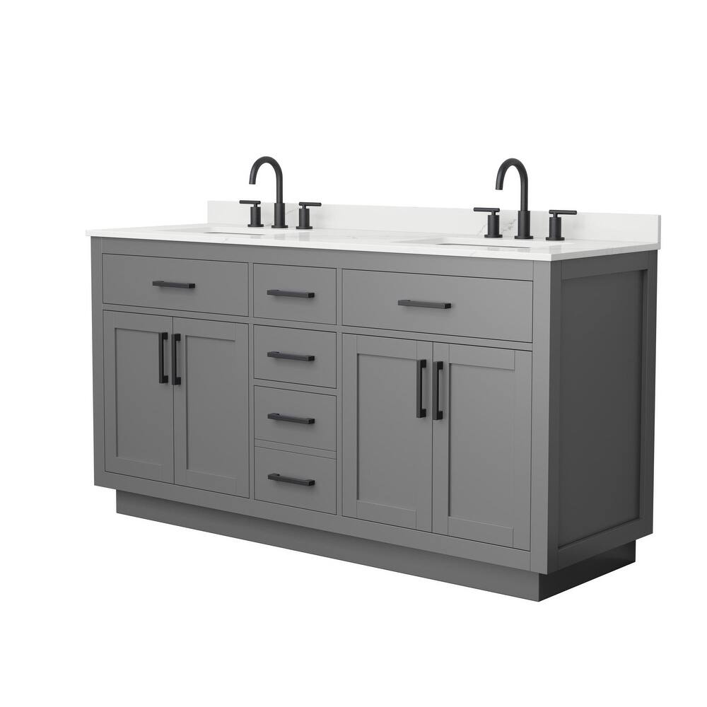 Beckett TK 66-inch Double Vanity, 3 Hole Quartz Top