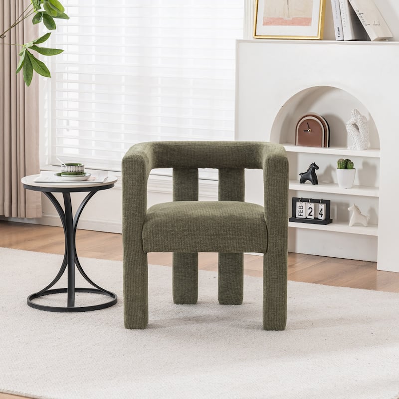 Set of 1 Chic design Barrel shaped Fabric Upholstered Accent Armchair - Green Mist