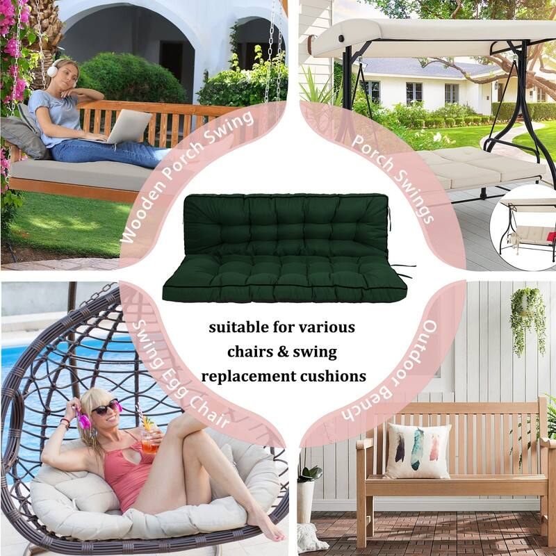 Porch Swing Replacement Cushion, 55in Outdoor Bench Cushions with Backrest Thicken 4"