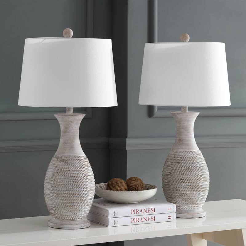SAFAVIEH Lighting Bentlee Grey 30-inch LED Table Lamp (Set of 2) - 15"x15"x30"