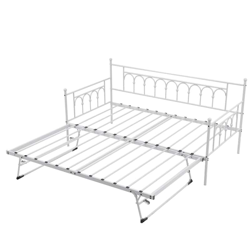 Metal Twin DayBed with Trundle Bed Twin for Adults,Space-Saving Bed
