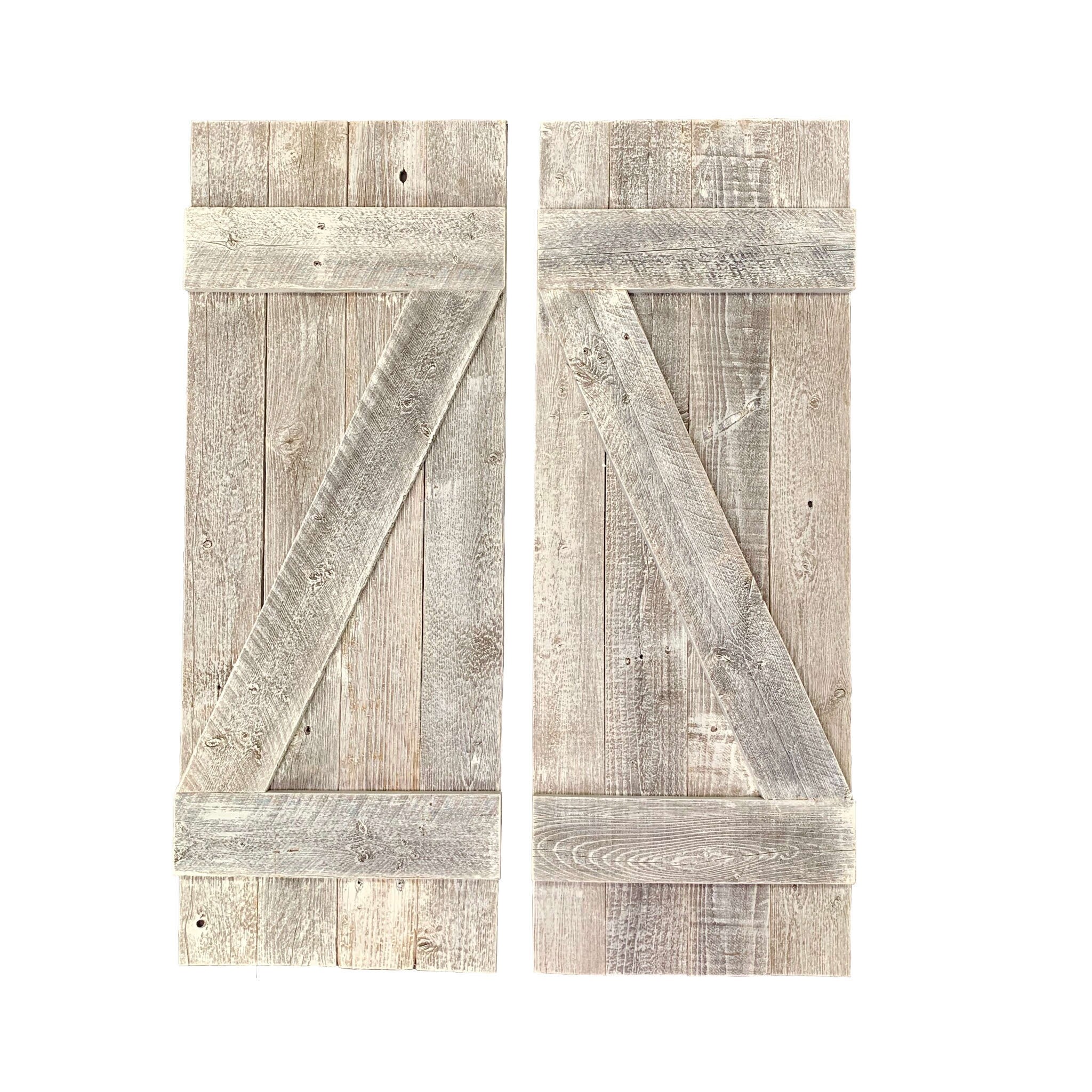 Set Of Two Rustic Weathered Grey Wood Decorative Window Shutters Set Of Two Rustic Weathered Grey Wood Decorative Window Shutters