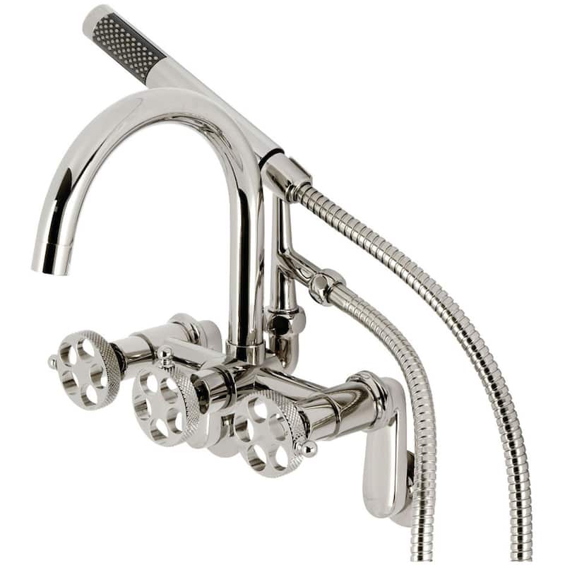 Kingston Brass AE815.RKX Webb Wall Mounted Tub Filler with Built-In - Polished Nickel