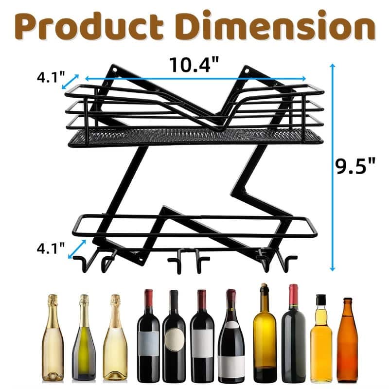 Wall Mounted Wine Rack - 10.4"D x4.1"W x 9.5"H