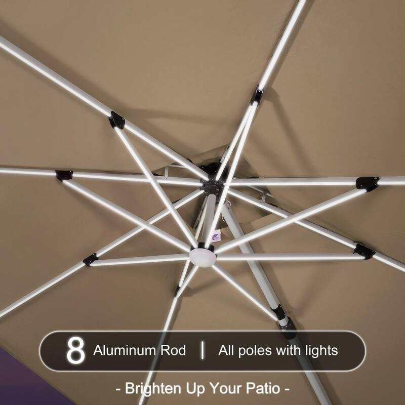 PURPLE LEAF 10 ft Double Top LED Square Patio Cantilever Umbrella