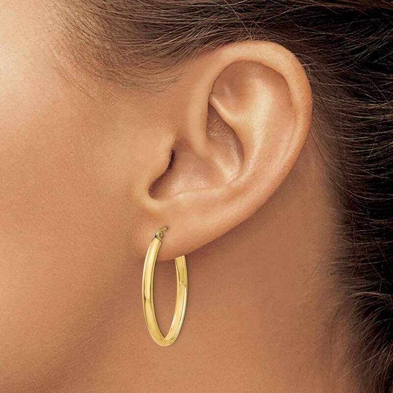 Curata 14k Yellow Gold Polished 21.5x3mm Oval Hoop Earrings