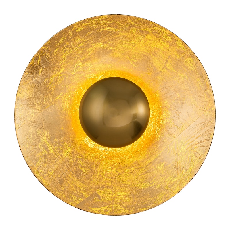 Gold Iron LED Wall Sconce with Interior Gold Leaf Finish Dimmable