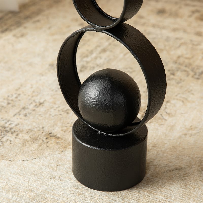 Glitzhome 25.50"H Modern Abstract Black White Metal Sculpture Table Decor