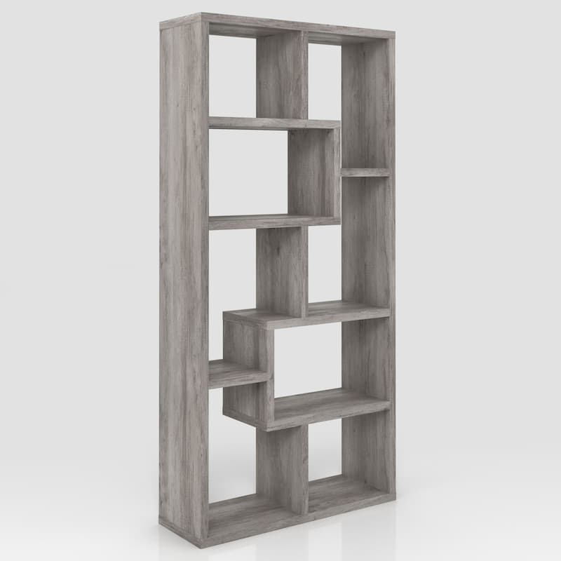 DH BASIC Modern Grey 71-inch 8-Open Shelf Display Bookcase by Denhour