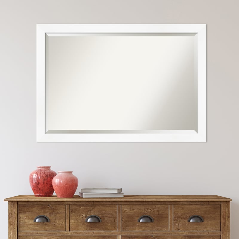 Beveled Wall Mirror - Cabinet White Narrow Frame - Cabinet White Narrow