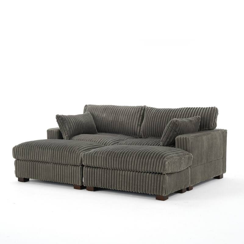 Modren Plush Oversized Modular Sectional Sofa Set with Chaise&Ottoman.