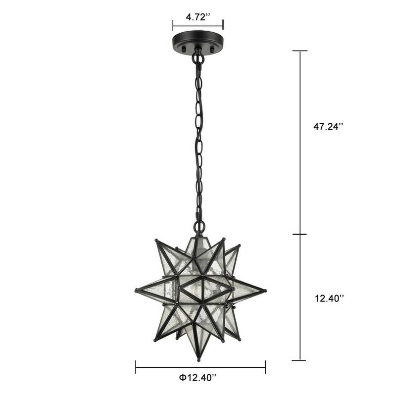 Ibiza Moravian Star Pendant Light Chandelier Seeded Glass 13-Inches