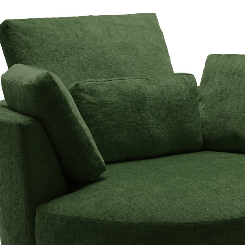 Oversized Upholstered Swivel Barrel Chairs with Storage Ottoman