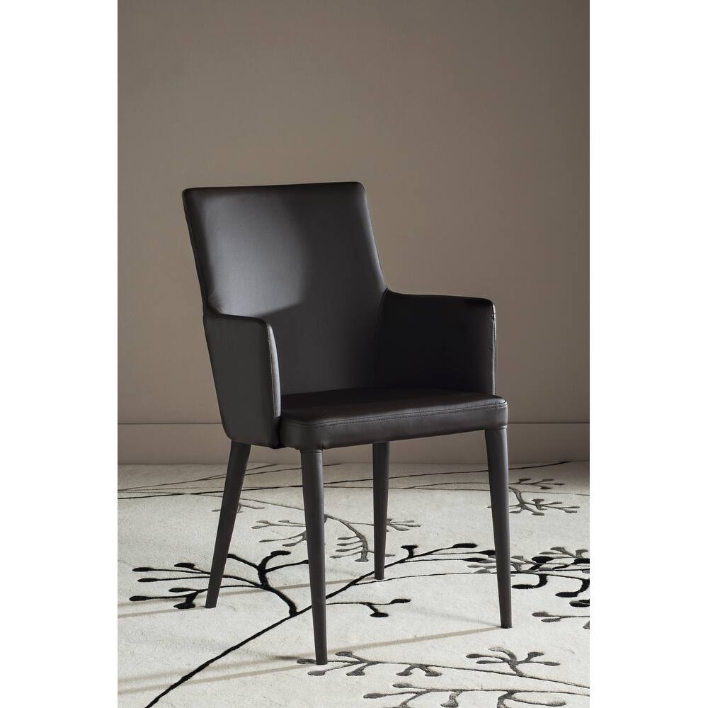 SAFAVIEH Elois Mid-Century Dining Modern White Arm Chair - 23.6" W x 21.6" L x 35.5" H - 24"Wx22"Dx36"H