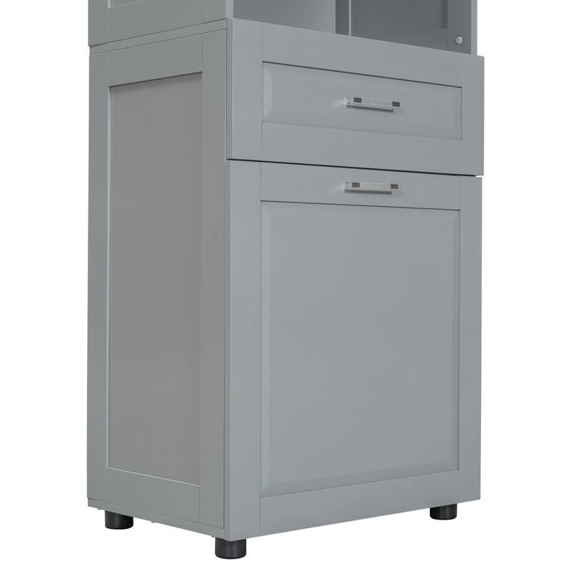 Tall Tilt Out Laundry Hamper Cabinet With Drawer Bathroom Storage Cabinet Shelf With Multiple Storage Space