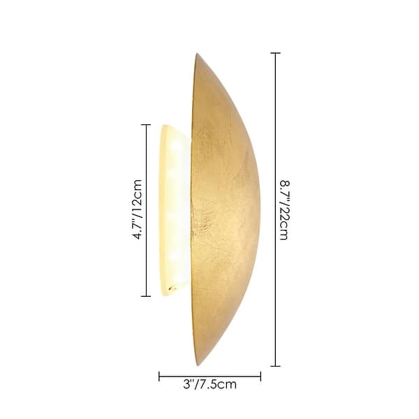 Rennnsan 1-Light Retro Luxury Handmade Gold Foil LED Energy-Saving Wall Sconce for Bedroom - 8.7in. W x 3 in. D x 8.7 in. H