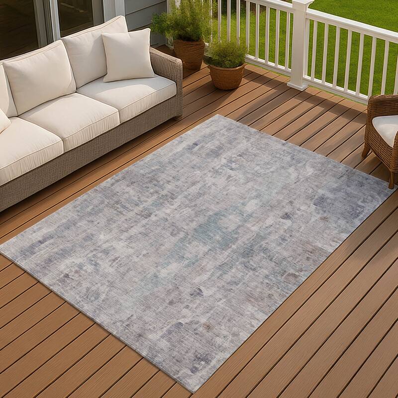 Machine Washable Indoor/ Outdoor Muted Ombre Chantille Rug - Taupe - 10' x 14'