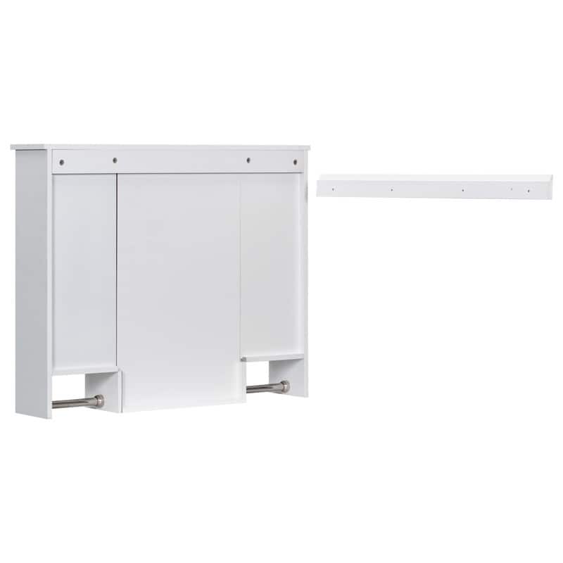 35" x 28" Modern Bathroom Mirror Cabinet with Towel Bar - Wall Mounted Storage & Vanity Mirror