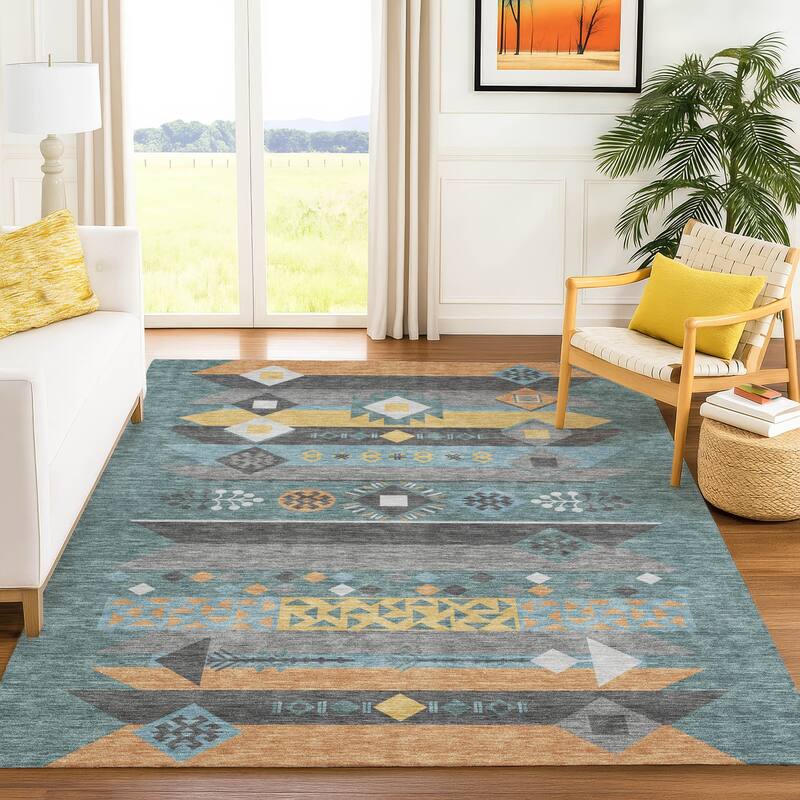 Machine Washable Indoor/ Outdoor Global Tuca Chantille Rug