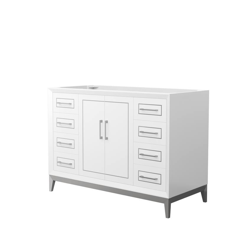 Marlena 48-Inch Single Vanity Cabinet - White, Brushed Nickel Trim, No Top