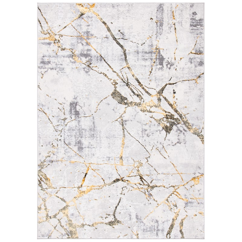 SAFAVIEH Amelia Fietje Modern Abstract Distressed Rug - 2' x 4' - Grey/Gold