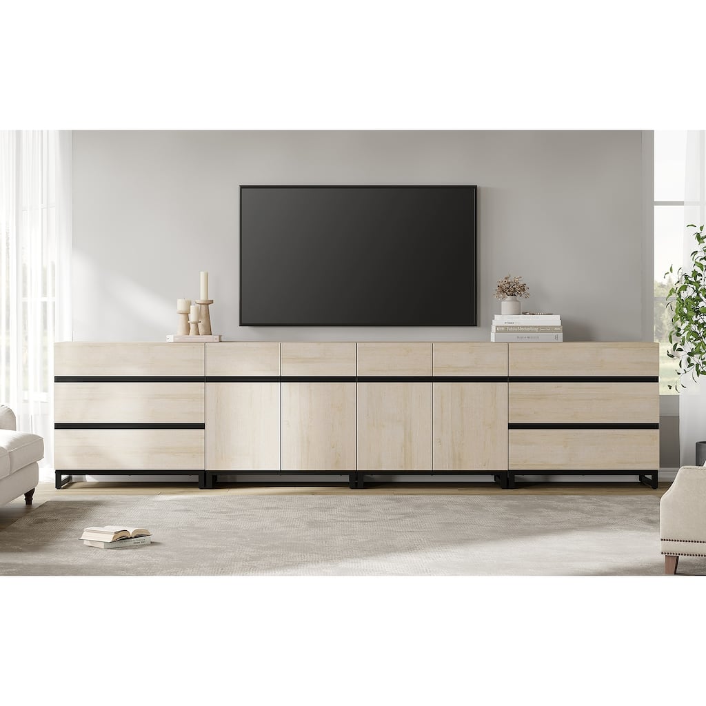 Modern TV Stand for TVs up to 120 Inches, 4-in-1 Media Console with 6 Drawers and Adjustable Shelves, Entertainment Center