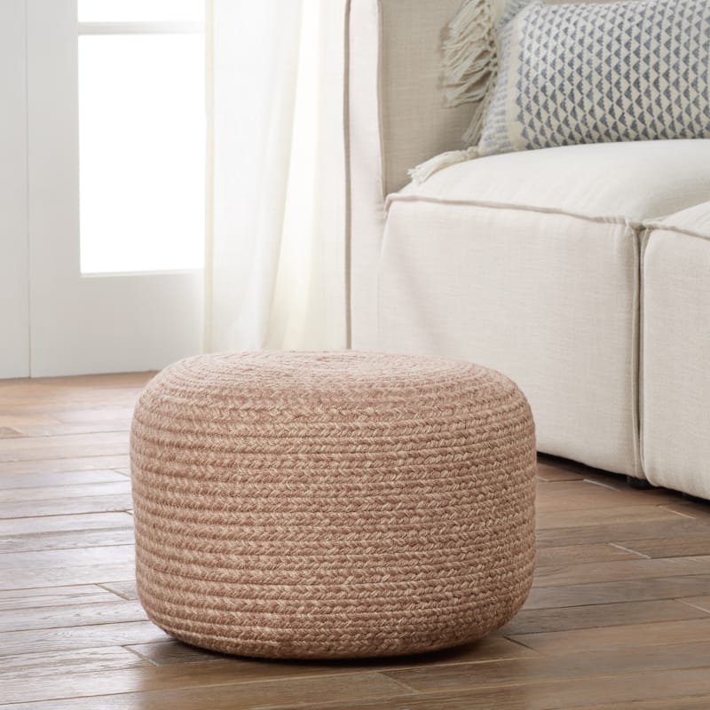 Jaipur Living Saba Solar Round Indoor/Outdoor Polyester Pouf Ottoman/Foot Stool - 18"X18"X12"