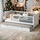 preview thumbnail 2 of 26, Wood Twin Size Platform Bed with Guardrail,Trundle and Open Fence Design,Kids and Baby