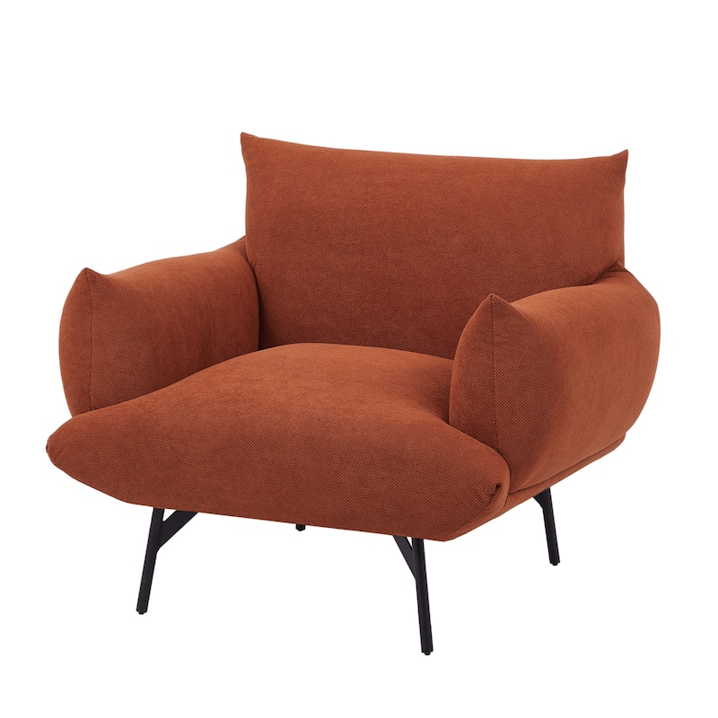 Modern Upholstered Fabric Accent Armchair with Metal Leg