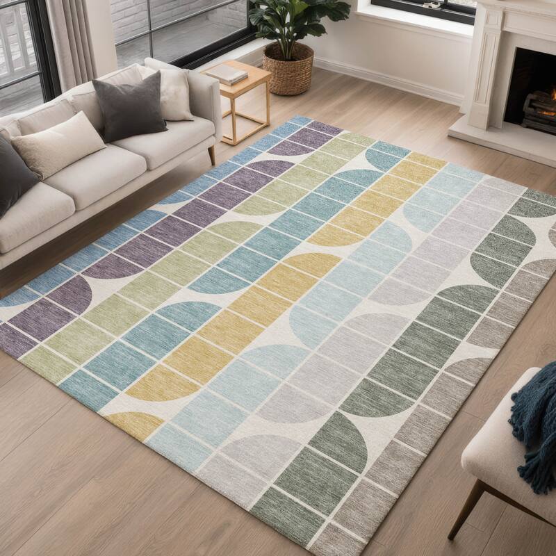 Machine Washable Indoor/ Outdoor Modern Finch Chantille Rug