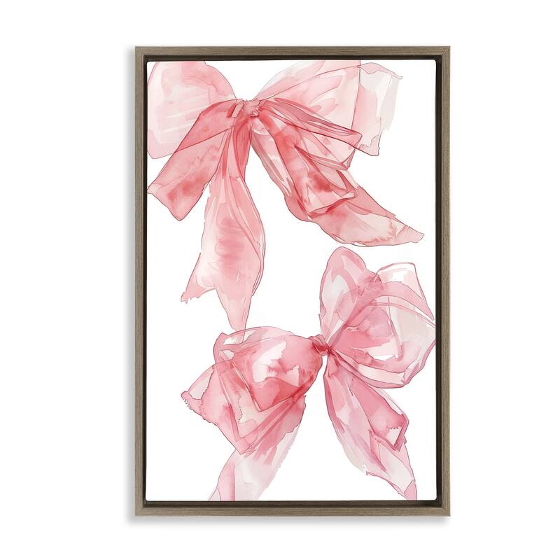 Stupell Sheer Pastel Pink Bows Framed Floater Canvas Wall Art Design By LSR Design Studio - 17 x 25 - Brown