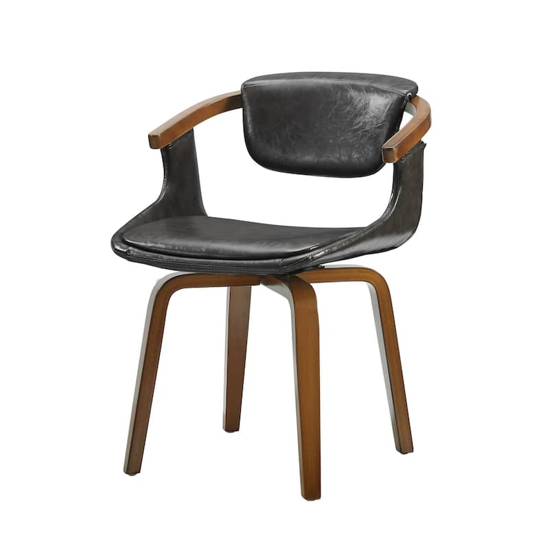 HomeRoots Set of Two Green and Black Upholstered Faux Leather Curved Back Dining Side Chairs