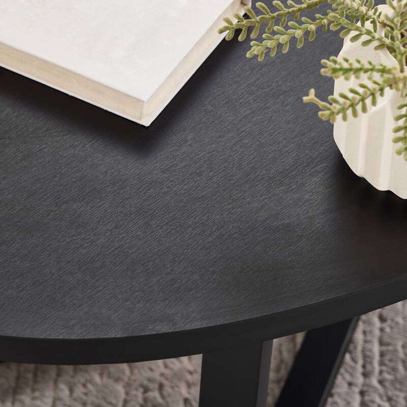 Roundhill Furniture Modern Harmony Wood Round End Table