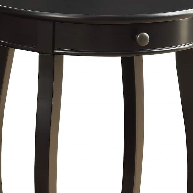 24" Solid Wood Round End Table with Storage Shelf and Drawer for Living Room or Home Decor - 18"L X 18"W x 24"H